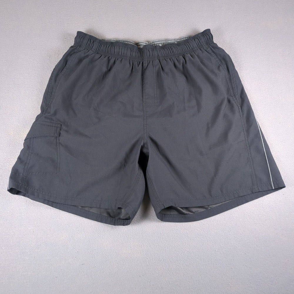 Vintage Y2K Nike Swim Trunks Shorts Mens Large Gray 6" Cargo Pocket Embroidered